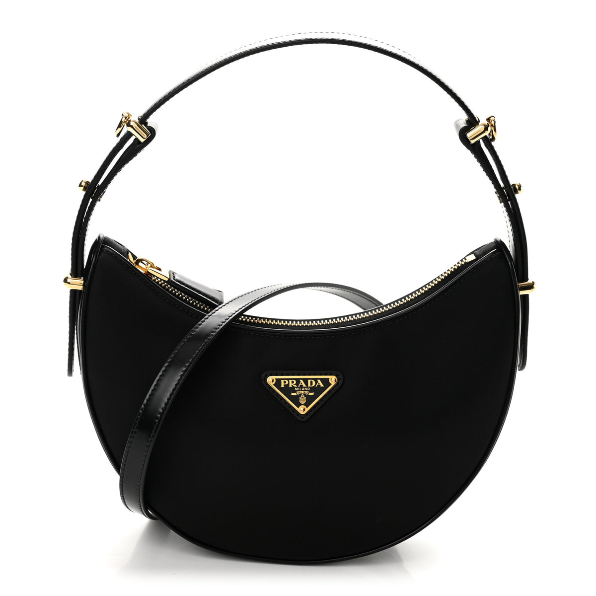 Prada Re-Nylon Spazzolato Arque Shoulder Bag Black 1 of 13