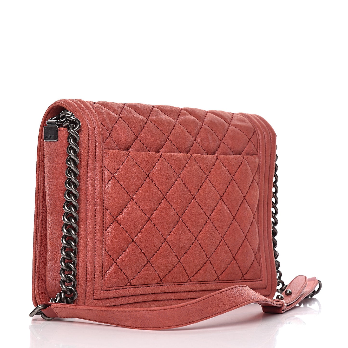 Iridescent Calfskin Quilted New Medium Gentle Boy Flap Red