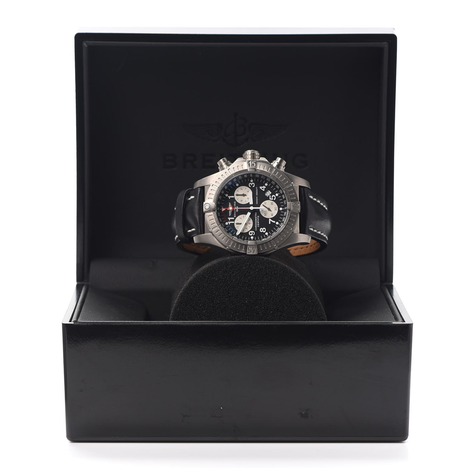 Breitling Titanium Calfskin 44mm Avenger Chronograph M1 Quartz Watch Black E73360 7 of 7