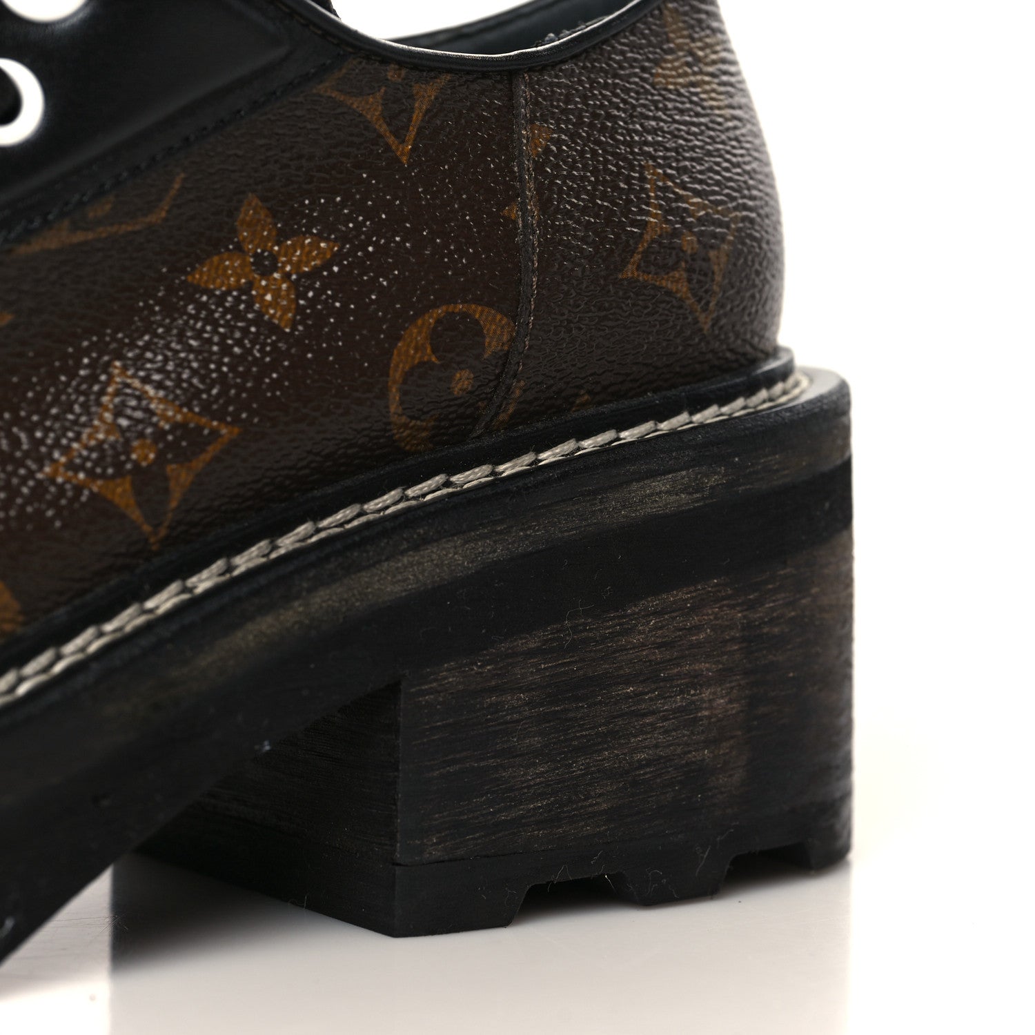 Louis Vuitton Monogram Calfskin Beaubourg Platform Derby Shoes 37 Brown 11 of 12
