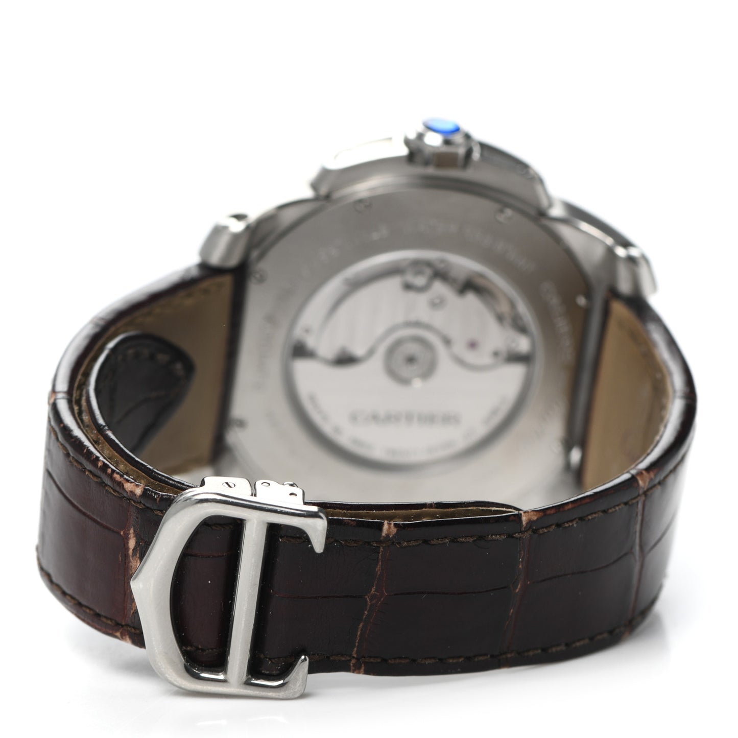Stainless Steel 18K Pink Gold Alligator 42mm Calibre de Cartier Automatic Watch