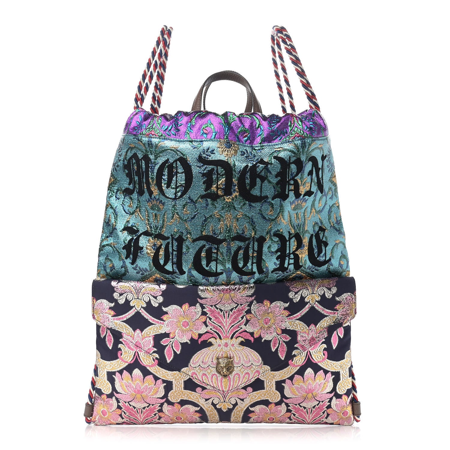Gucci Brocade Embroidered Drawstring Backpack Multicolor 1 of 9