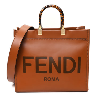 Fendi Vitello King Plexiglass Medium Fendi Sunshine Shopper Tote Cuoio 1 of 9