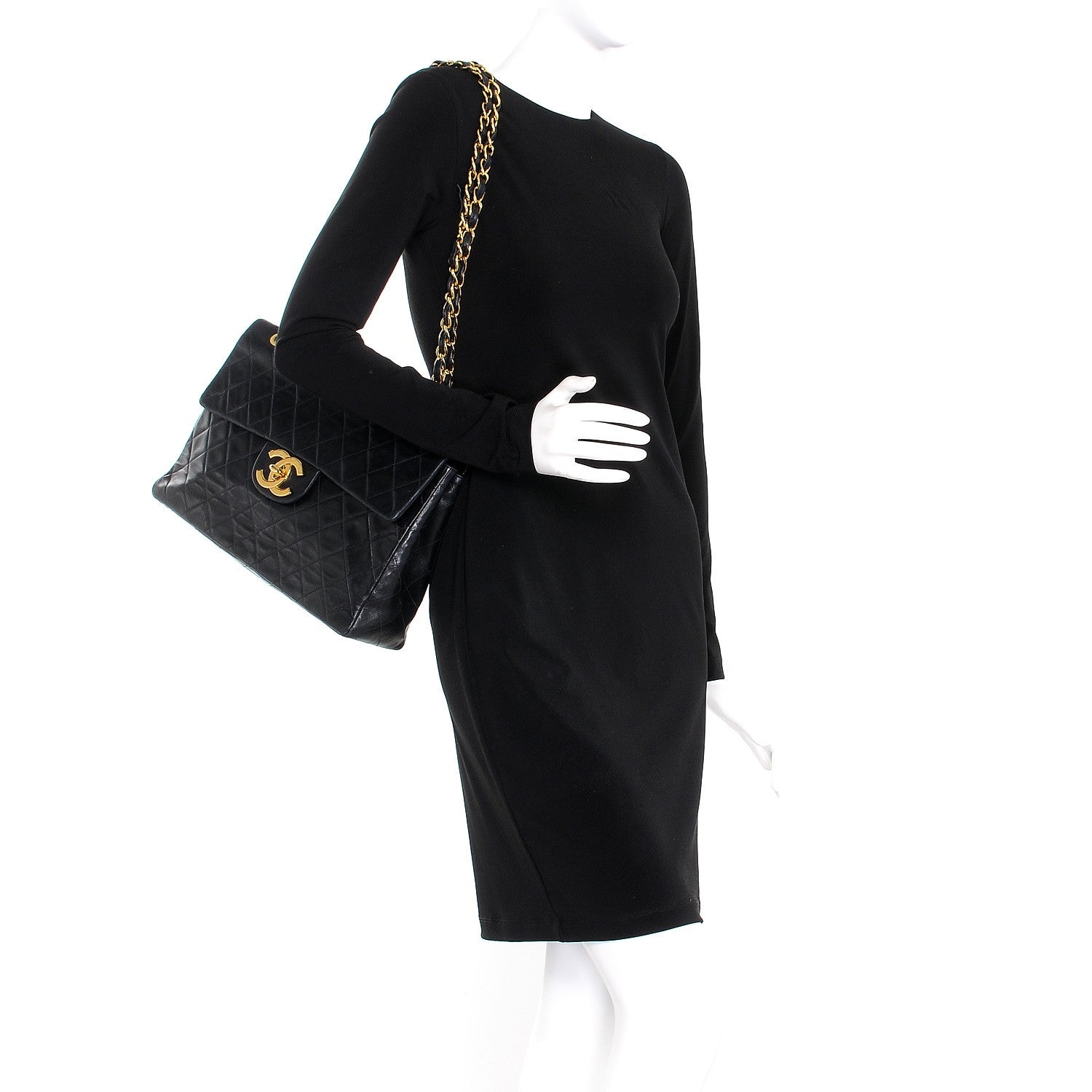 Chanel Lambskin Quilted XL Jumbo Single Flap Black 3 of 9