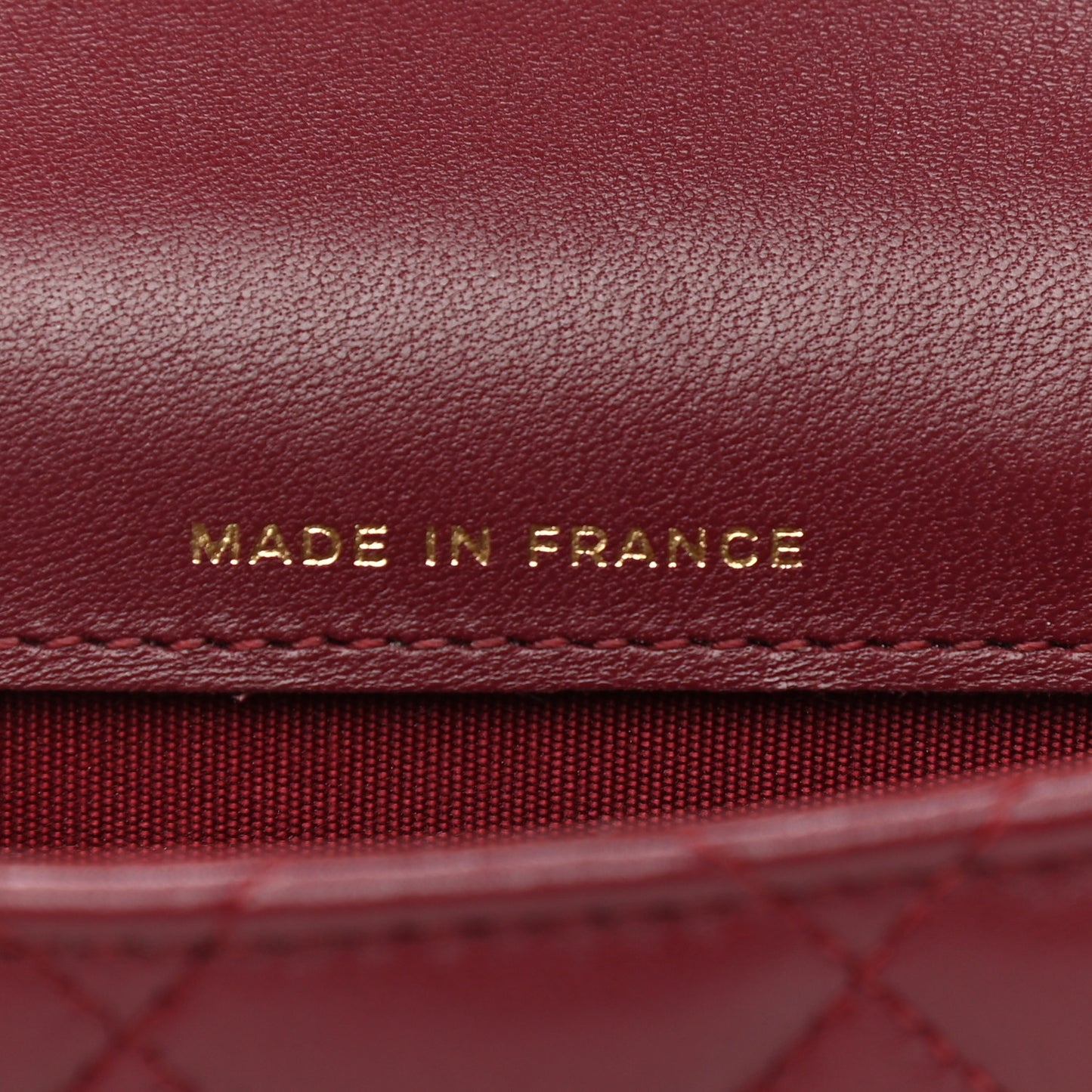 Lambskin Quilted Top Handle Flap Coin Purse With Chain Burgundy