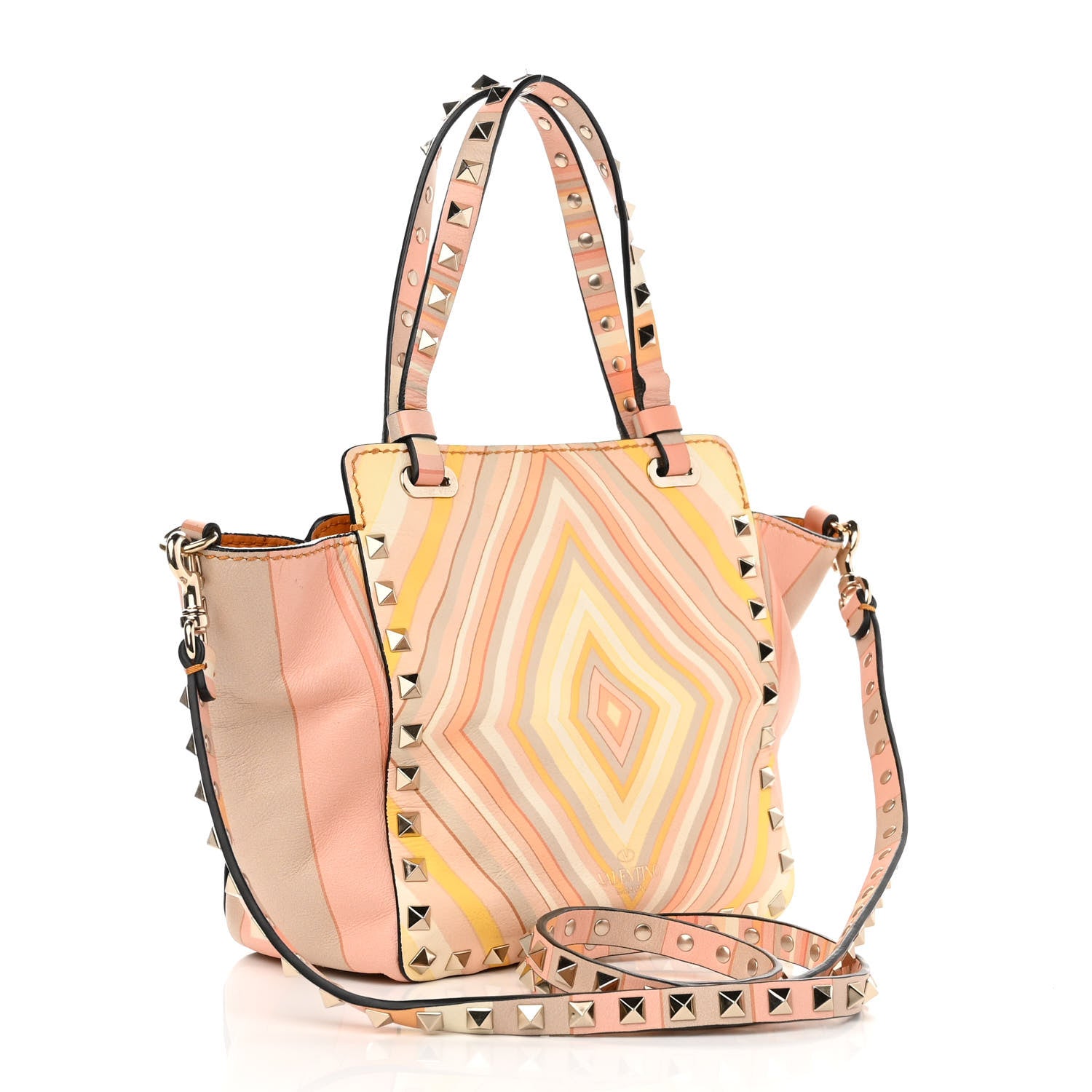 Valentino Garavani Vitello Native Couture 1975 Mini Rockstud Tote Mandarin Sorbet 3 of 17