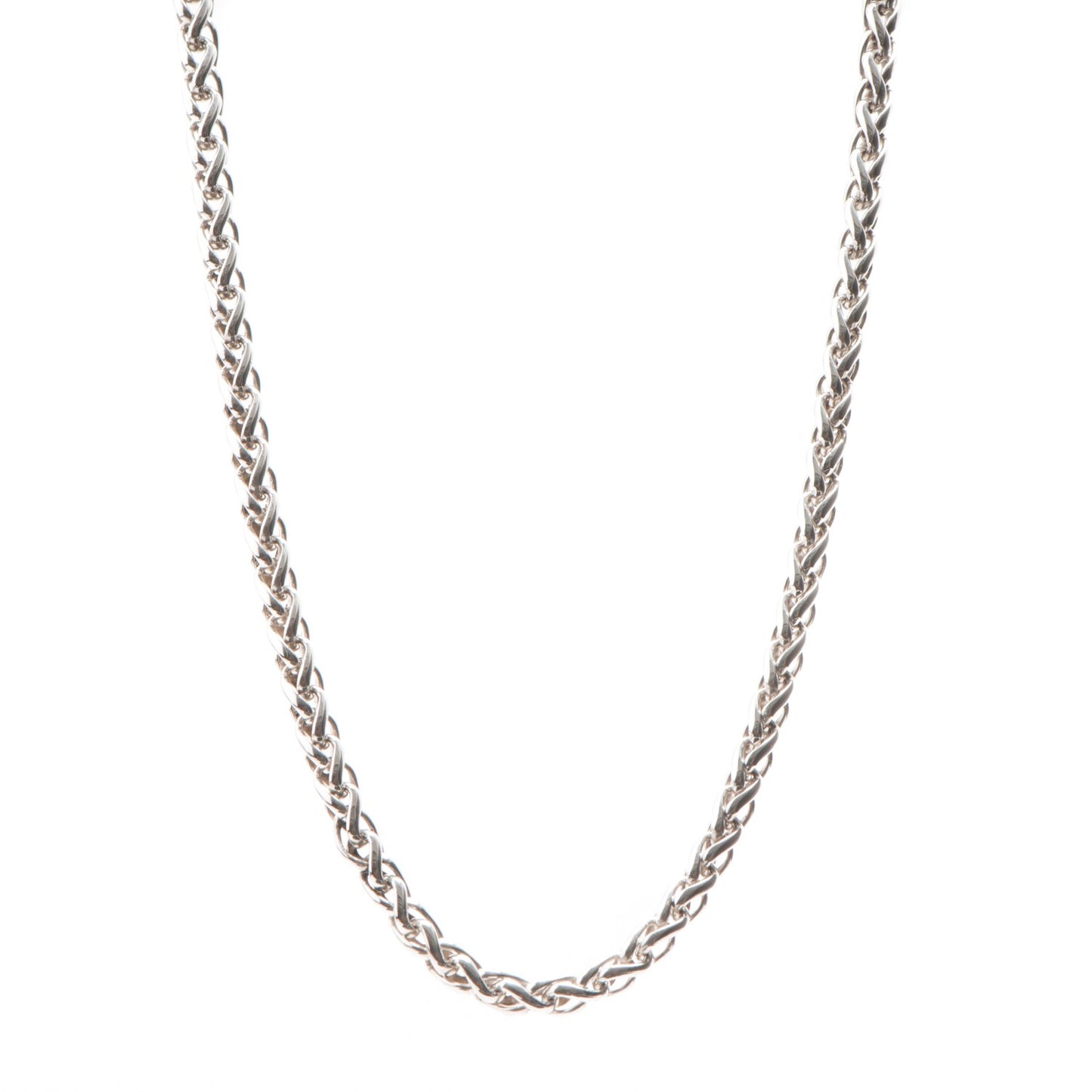 Sterling Silver 14K Yellow Gold 8mm Large Wheat Chain Necklace