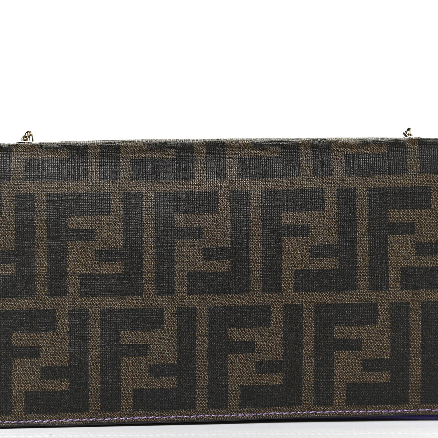 Fendi Zucca Spalmati Chain Clutch Tobacco Purple 8 of 11