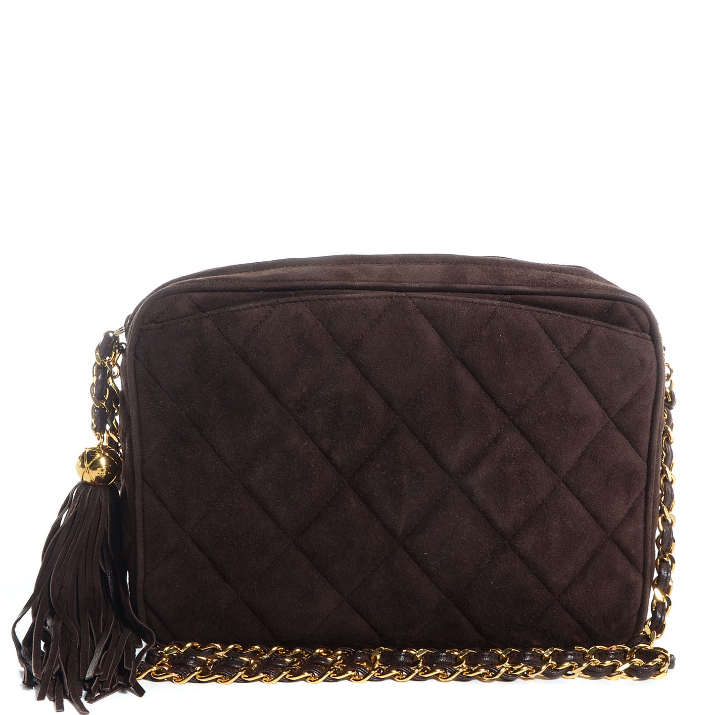 Suede Tassel Camera Case Brown