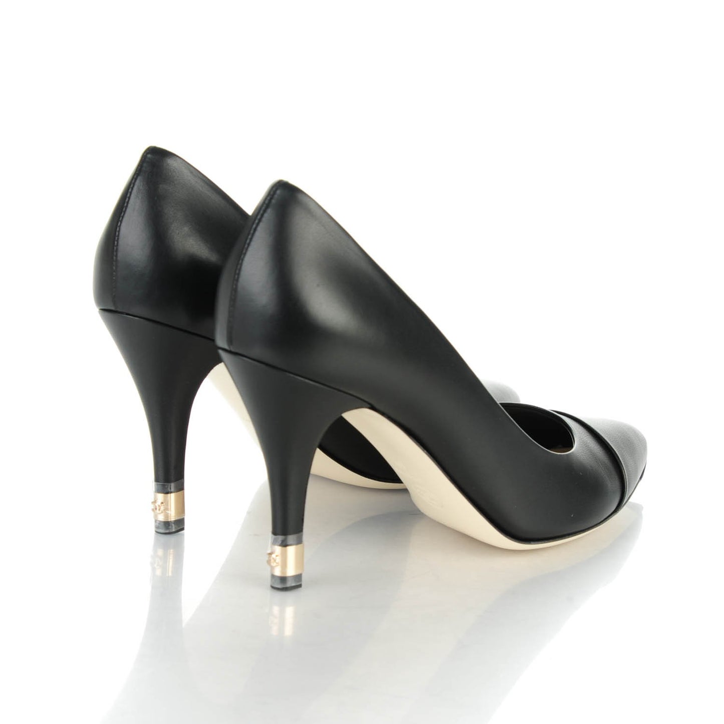 Lambskin Cap Toe CC Pumps 40 Black