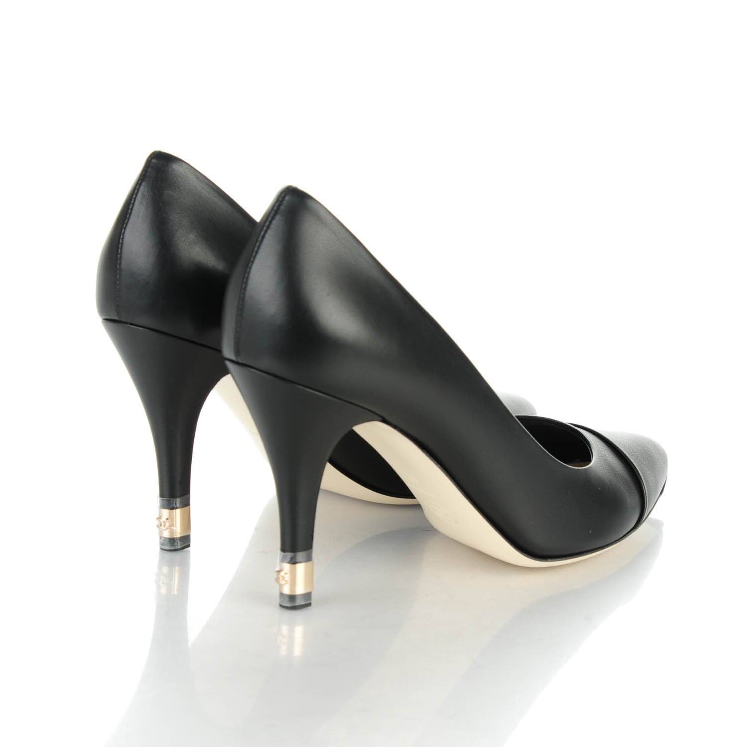 Chanel Lambskin Cap Toe CC Pumps 40 Black 5 of 9