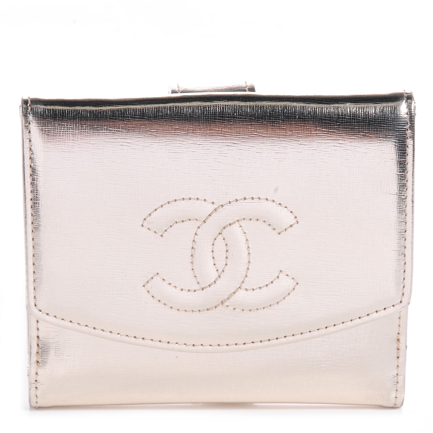Chanel Textured Metallic Calfskin CC French Wallet Gold 1 of 7