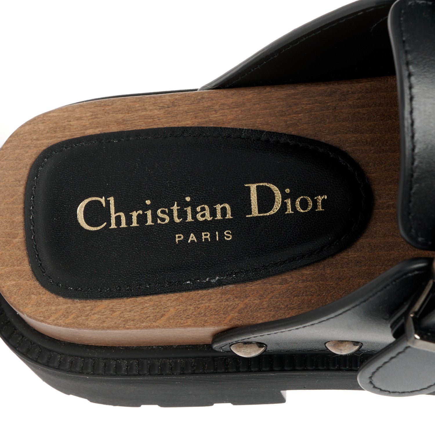 Christian Dior Calfskin Diorquake Buckled Lug Sole 15mm Clogs 37 Black 8 of 9