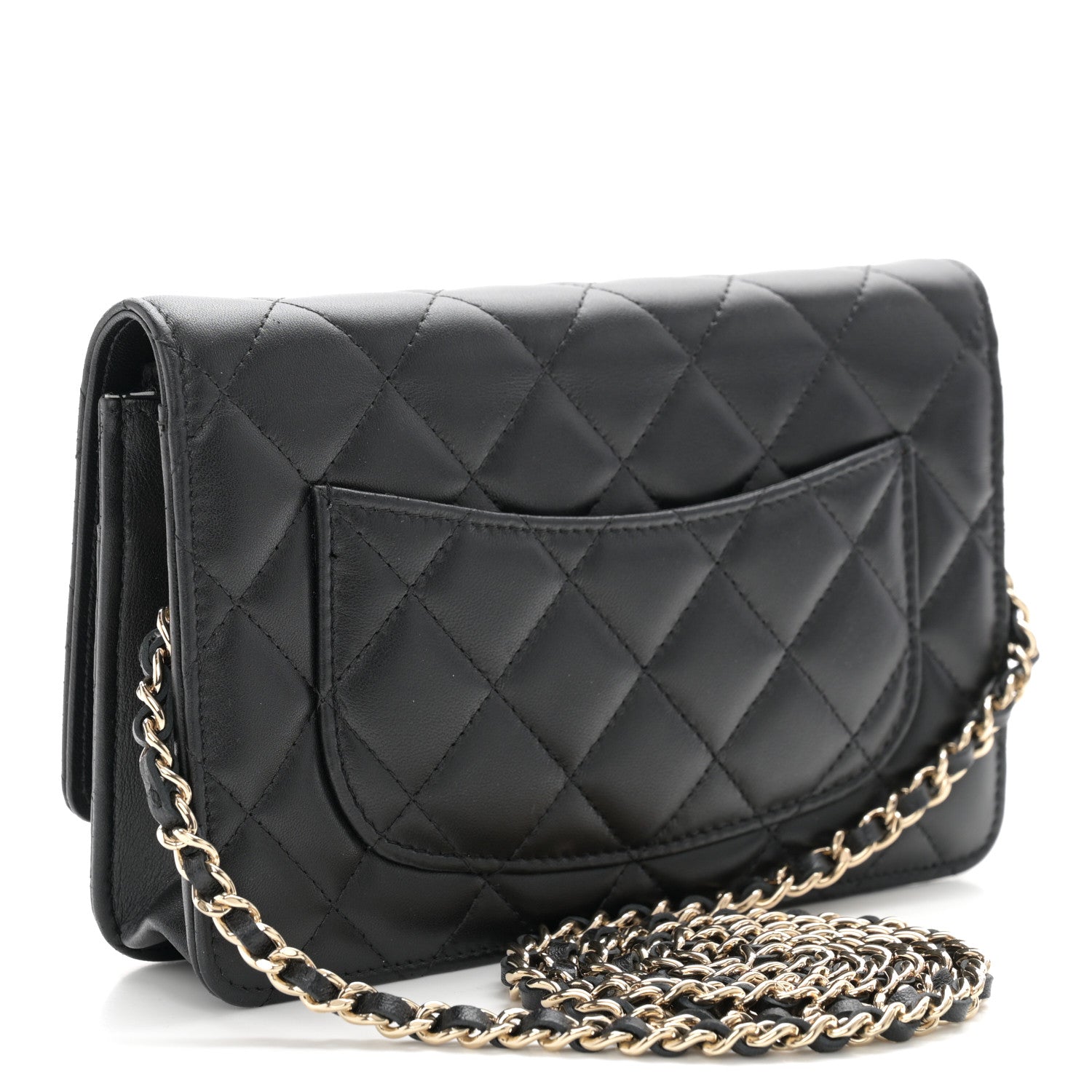 Chanel Lambskin Quilted Pearl CC Wallet on Chain WOC Black 3 of 12