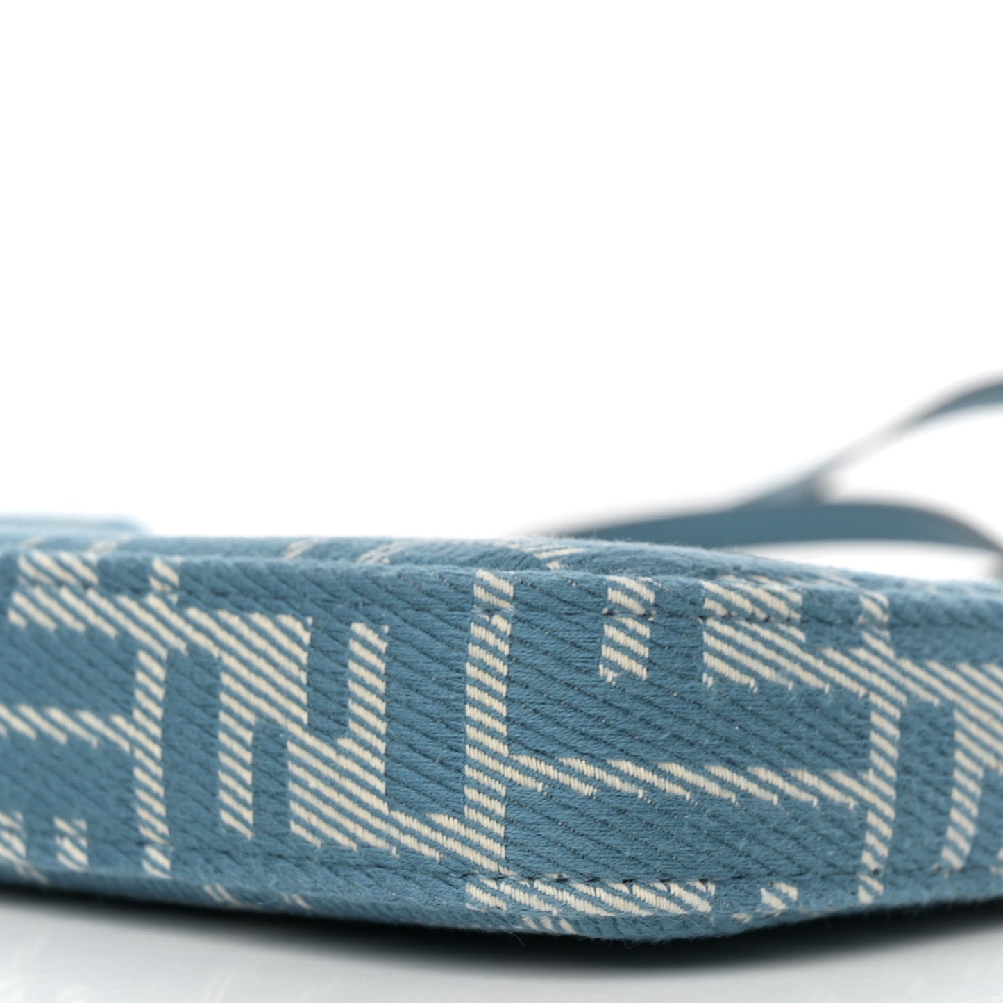 Denim Effect Fabric Jacquard FF Baguette Pouch Blue