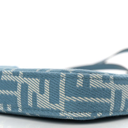 Fendi Denim Effect Fabric Jacquard FF Baguette Pouch Blue 11 of 12