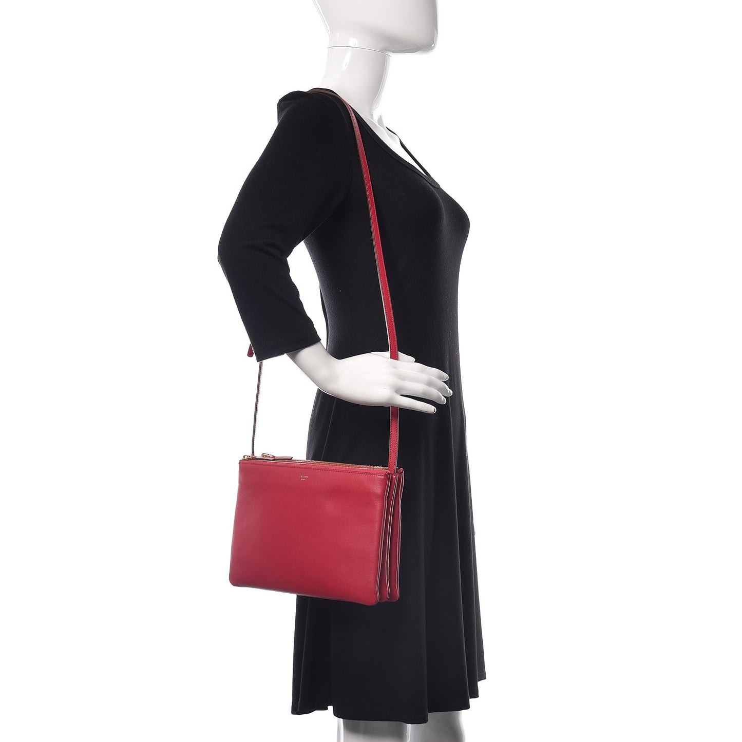 Lambskin Large Trio Crossbody Bag Fuchsia