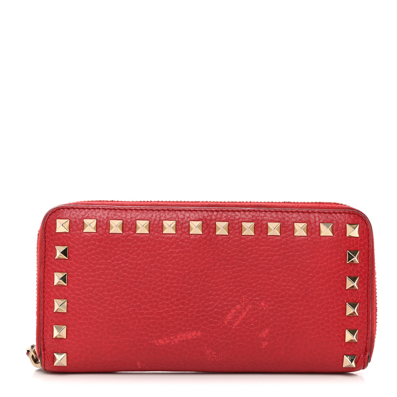 Valentino Garavani Pebbled Calfskin Rockstud Zip Around Wallet Rosso Valentino 1 of 10