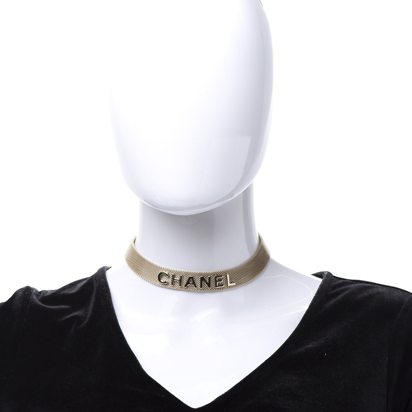 Mesh Ribbon Choker Necklace Gold