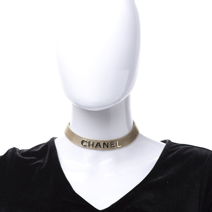 Chanel Mesh Ribbon Choker Necklace Gold 2 of 10
