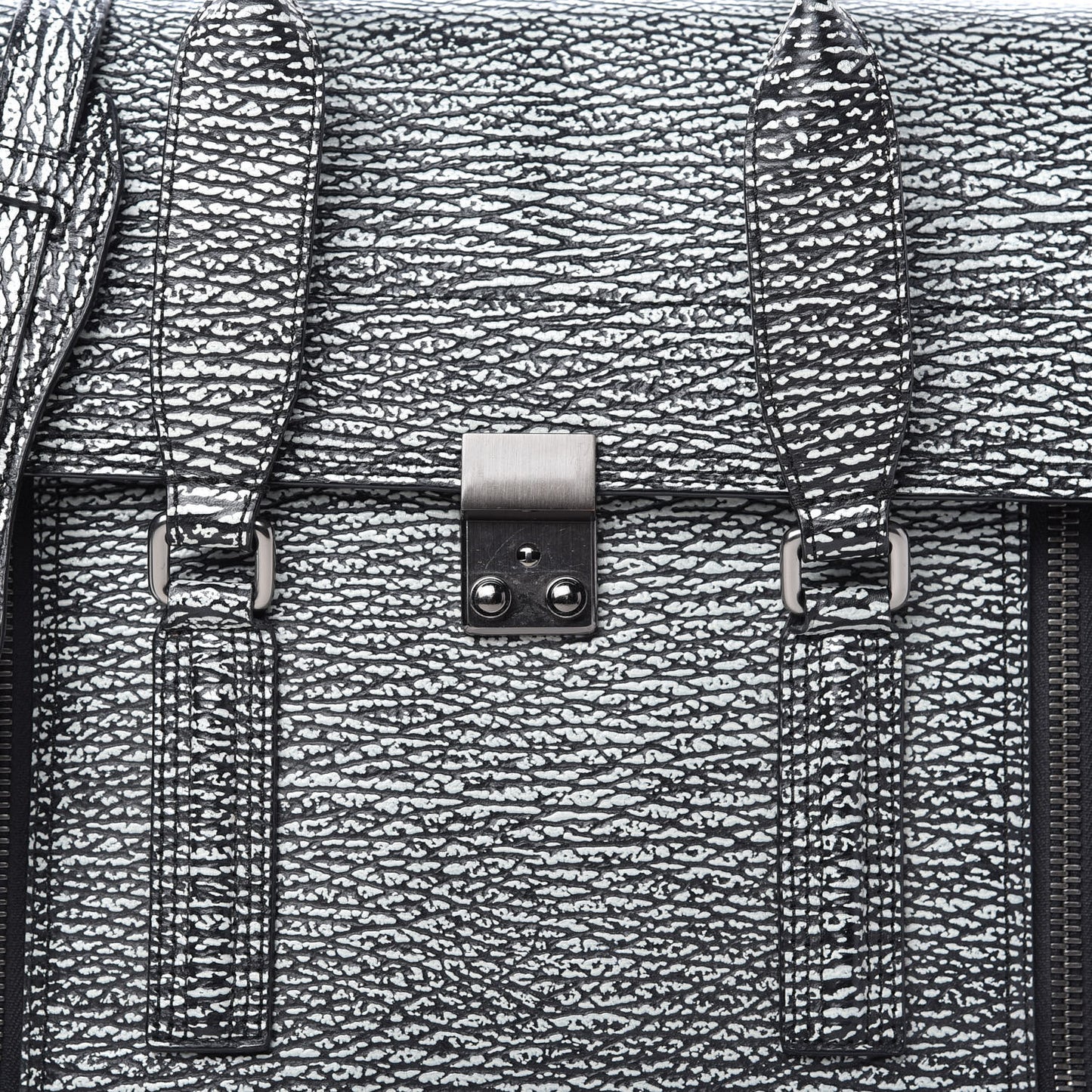 Textured Calfskin Large Pashli Satchel Black Cream