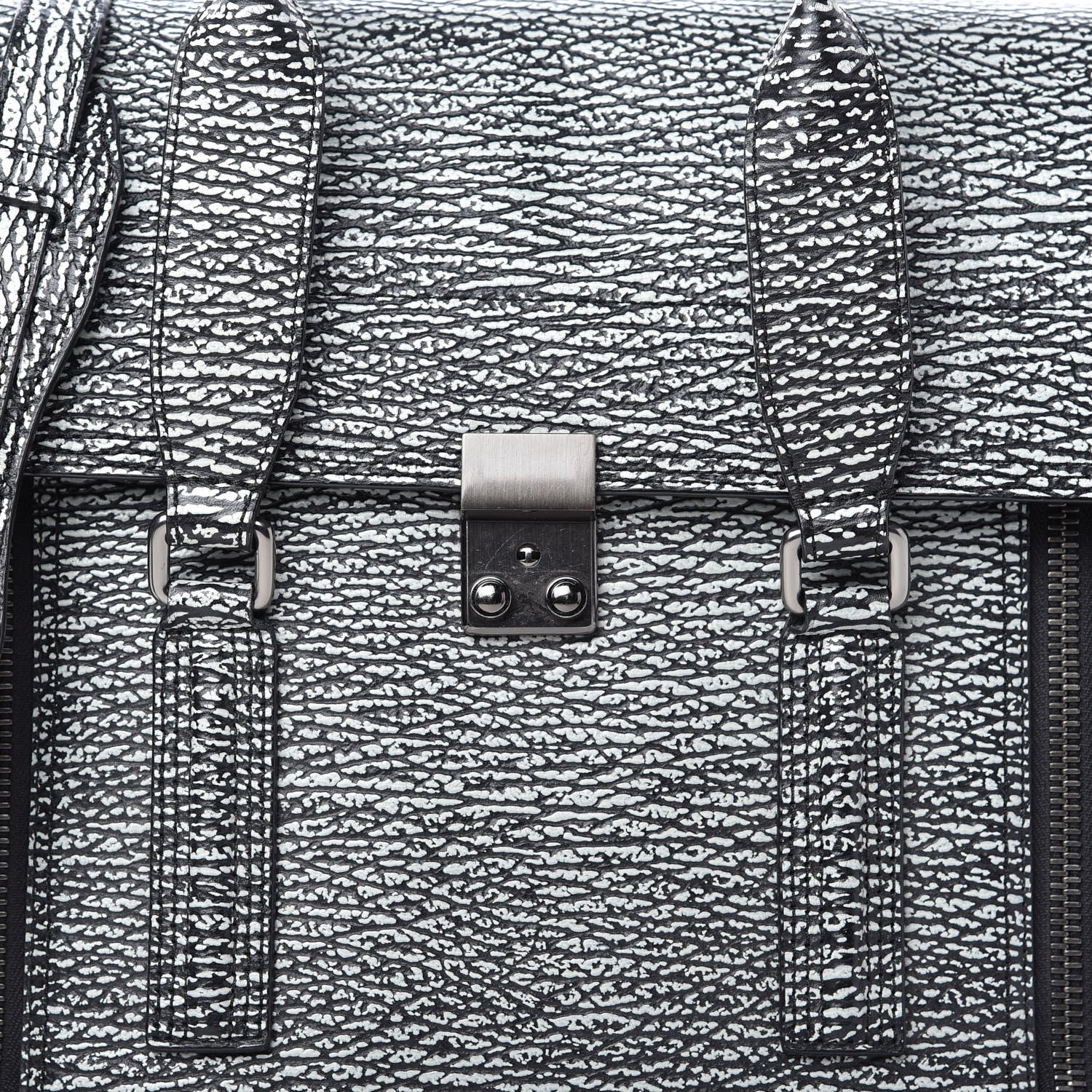3.1 Phillip Lim Textured Calfskin Large Pashli Satchel Black Cream 9 of 9