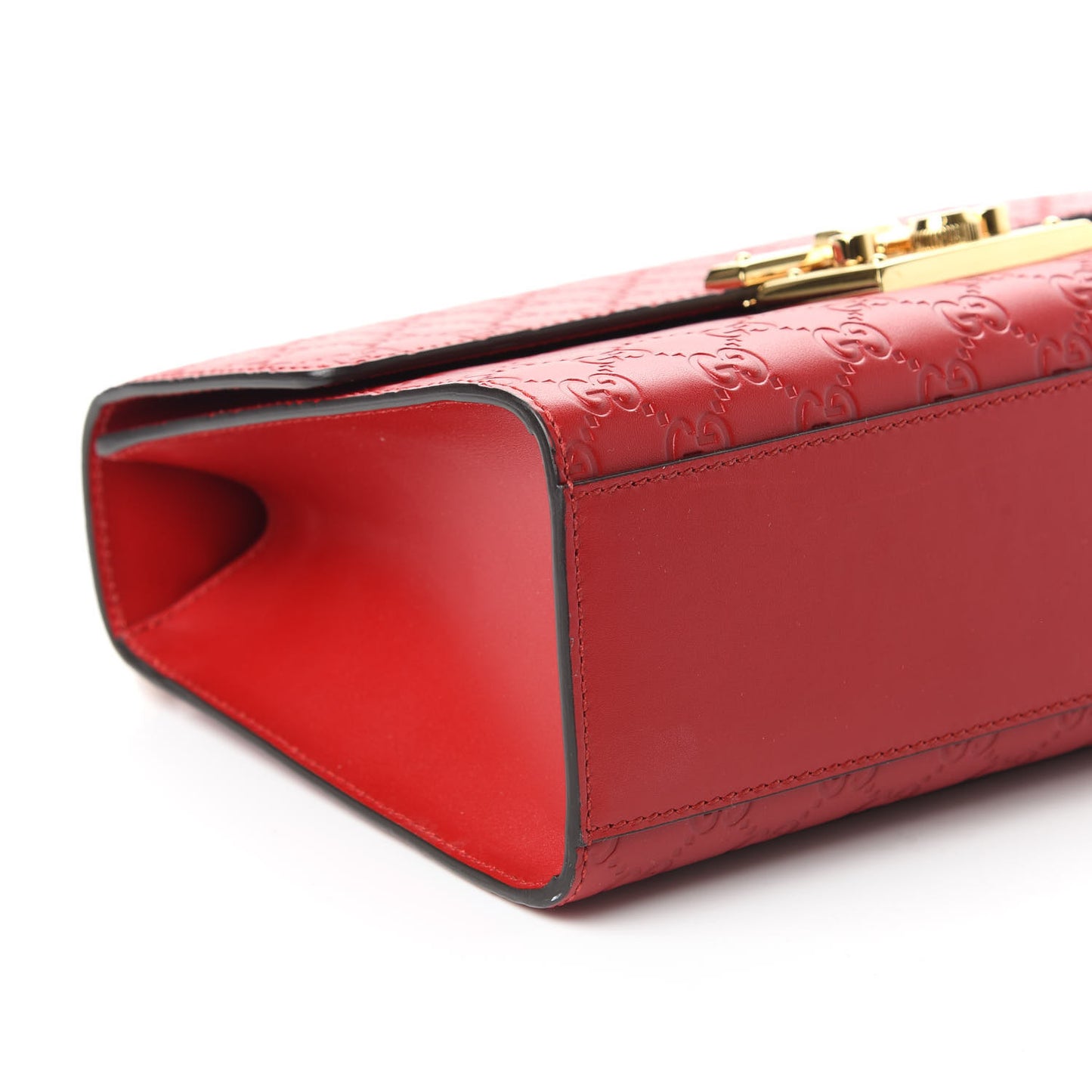 Guccissima Medium Padlock Shoulder Bag Hibiscus Red