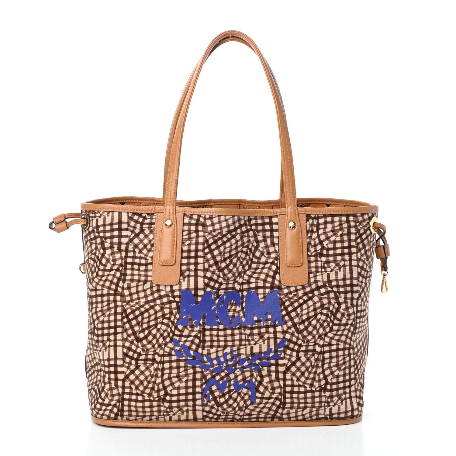 MCM Visetos Medium Liz Reversible Shopper Tote Cognac 3 of 13