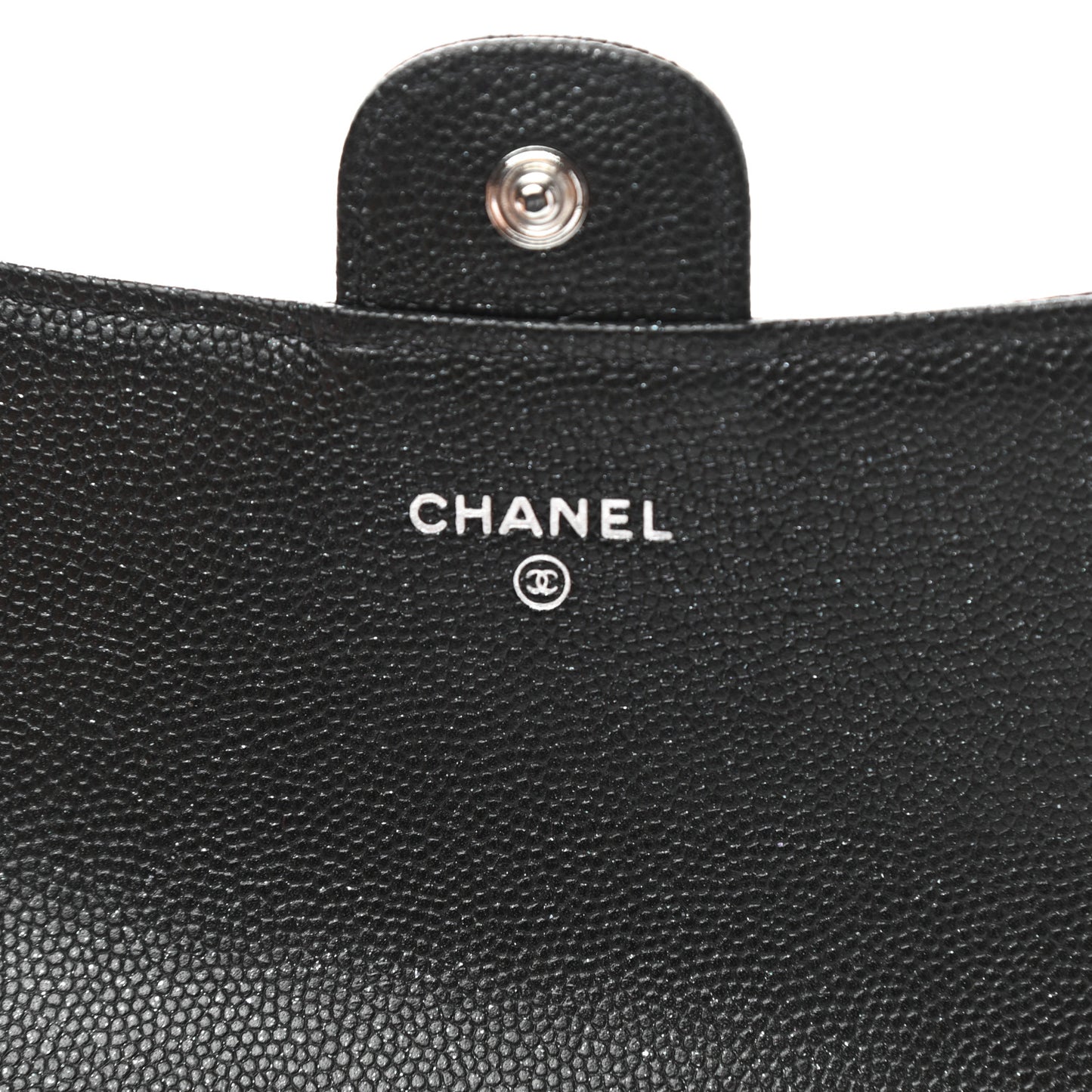 Iridescent Caviar Quilted Medium Flap Wallet Black