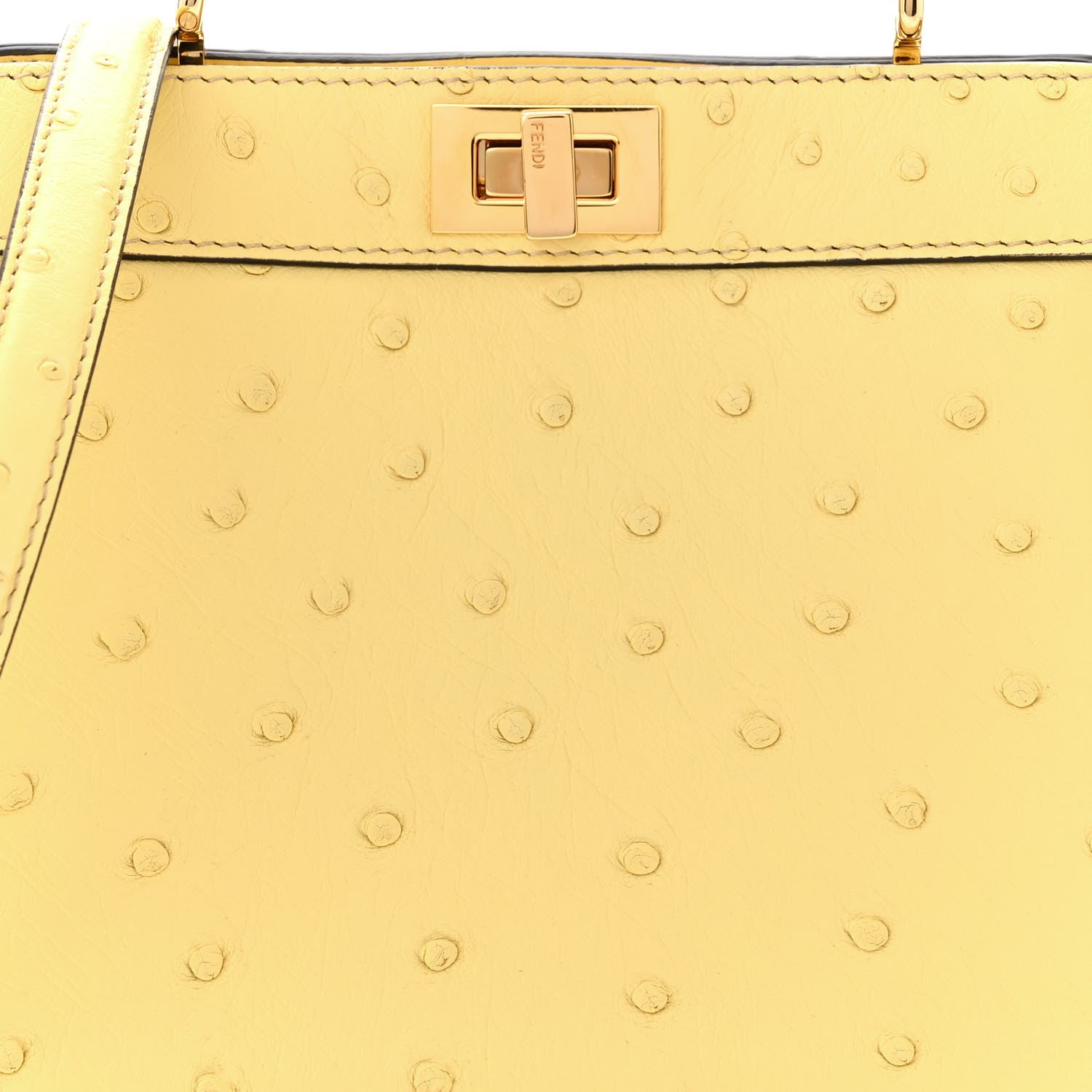 Fendi Ostrich Shiny Nappa Petite Peekaboo I SEE U Satchel Grano 7 of 9