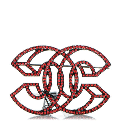 Chanel Crystal CC Brooch Red 1 of 4