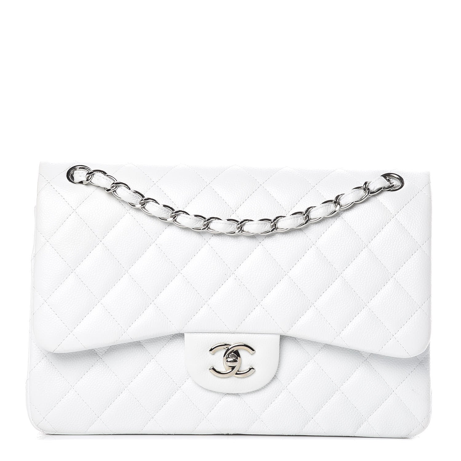 Chanel Caviar Quilted Jumbo Double Flap White 1 of 17