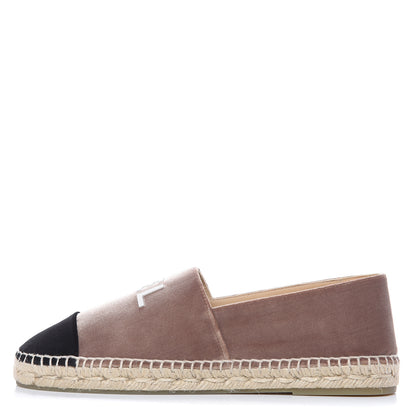 Chanel Velvet Logo Espadrilles 40 Beige Black 1 of 9