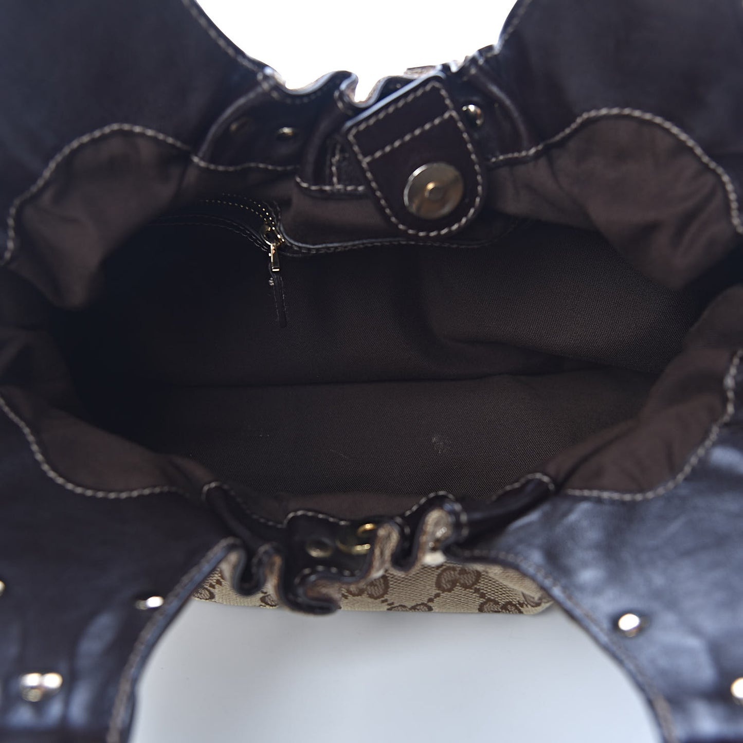 Monogram Studded Medium Pelham Tote Dark Brown