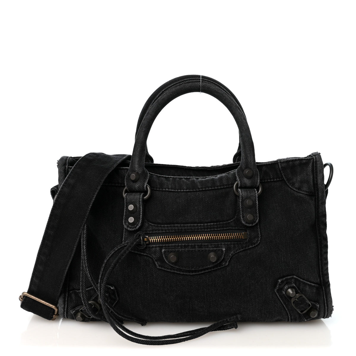 Balenciaga Washed Denim Classic Hardware Small Le City Black 1 of 10