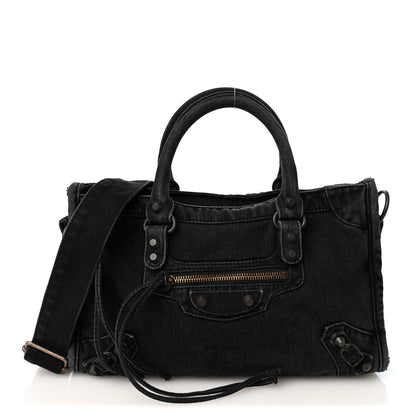 Balenciaga Washed Denim Classic Hardware Small Le City Black 1 of 10