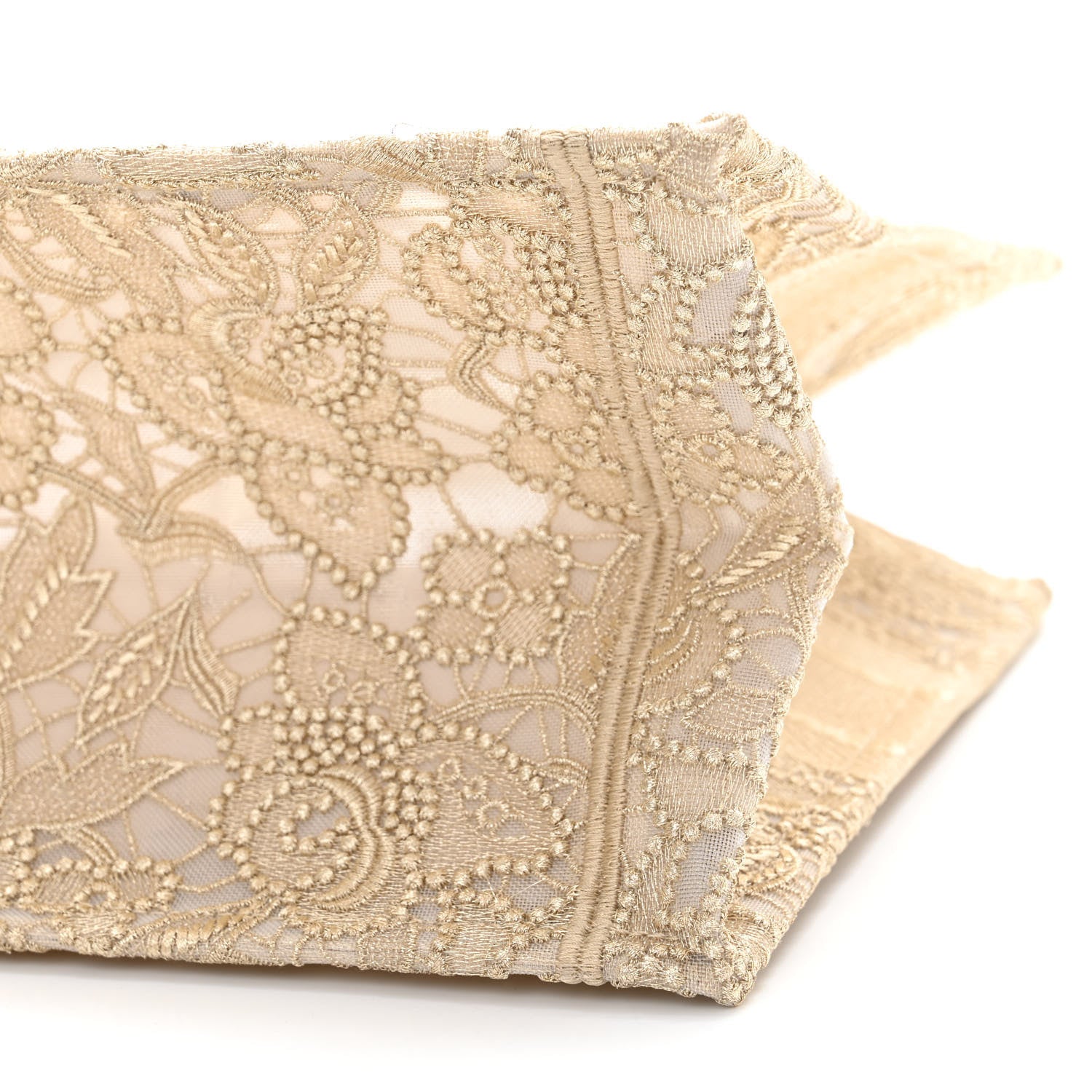 Christian Dior Transparent Metallic Embroidered Mesh Macrame Medium Book Tote Gold 10 of 10