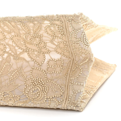 Christian Dior Transparent Metallic Embroidered Mesh Macrame Medium Book Tote Gold 10 of 10