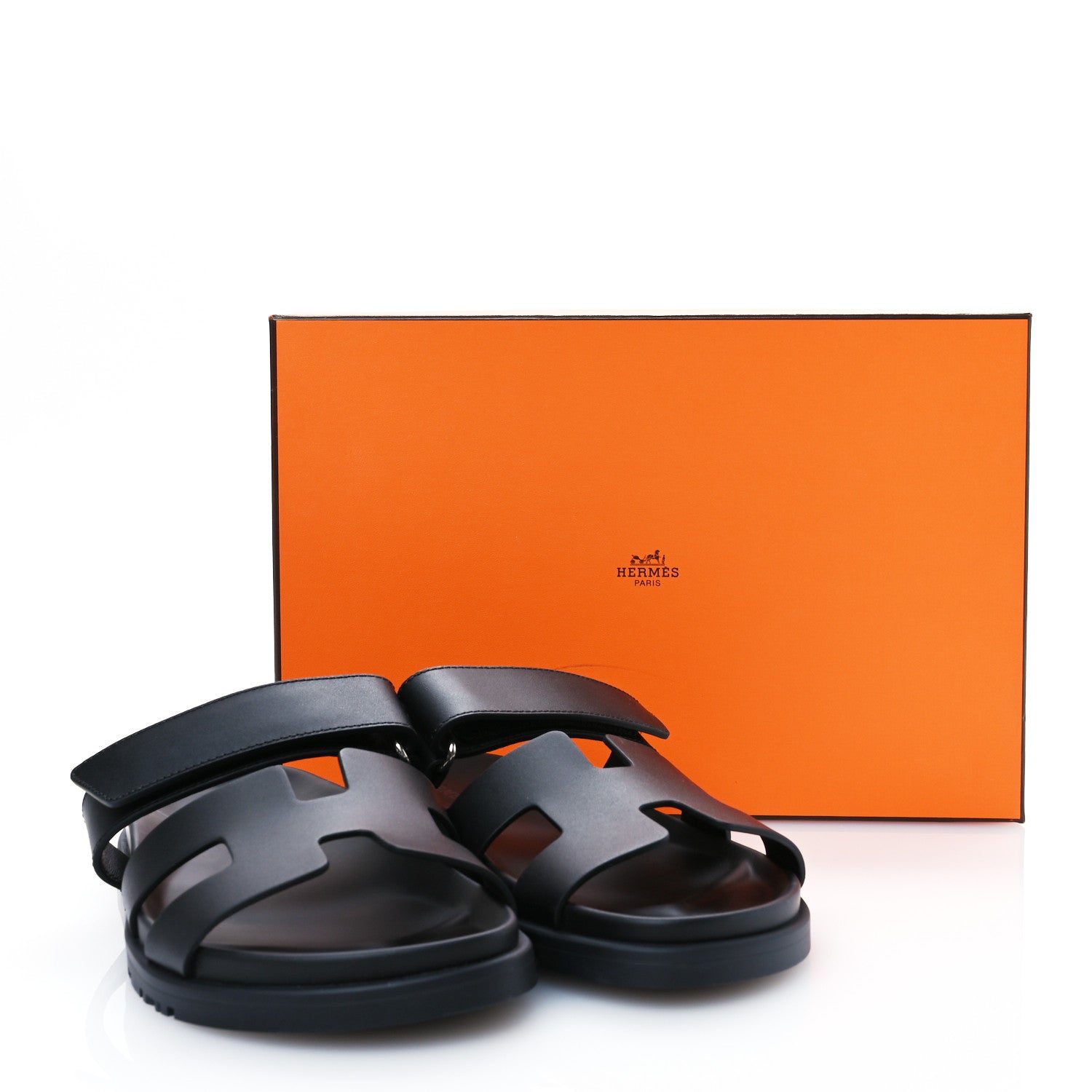 Hermes Calfskin Womens Chypre Sandals 37 Black 9 of 9