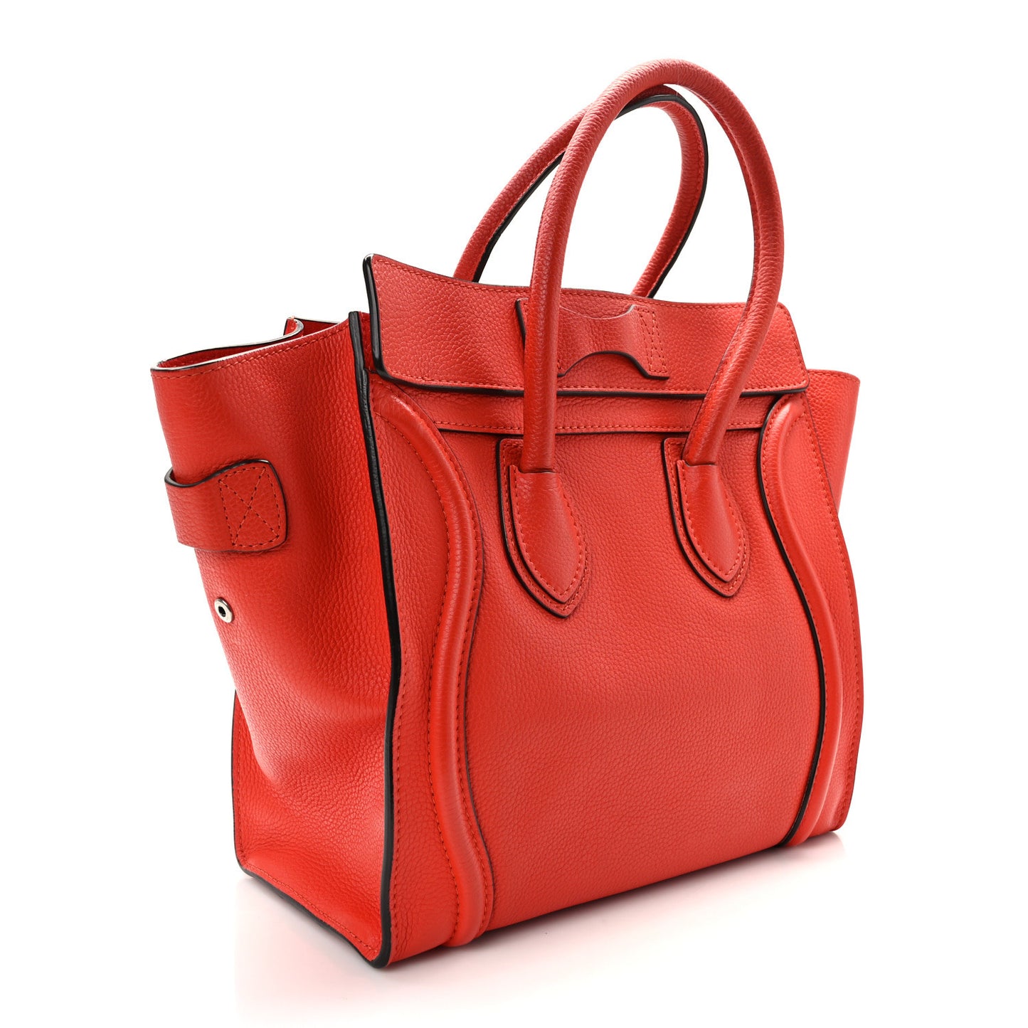 Drummed Calfskin Micro Luggage Vermillion