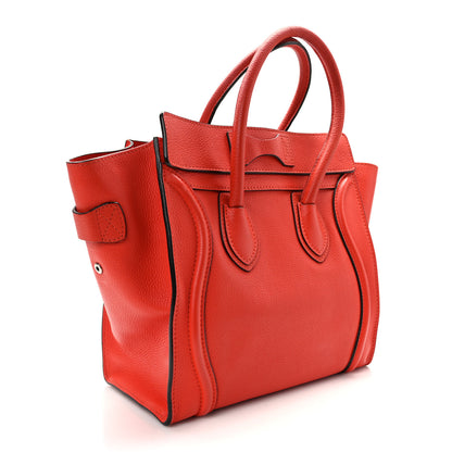 Celine Drummed Calfskin Micro Luggage Vermillion 3 of 17