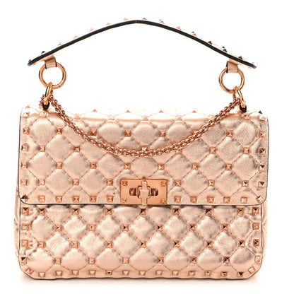 Valentino Garavani Metallic Nappa Medium Rockstud Spike Shoulder Bag Rame 1 of 11