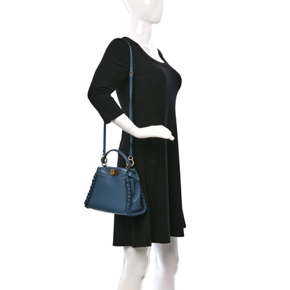 Fendi Nappa Lace Up Mini Peekaboo Iconic Satchel Cobalto 2 of 9