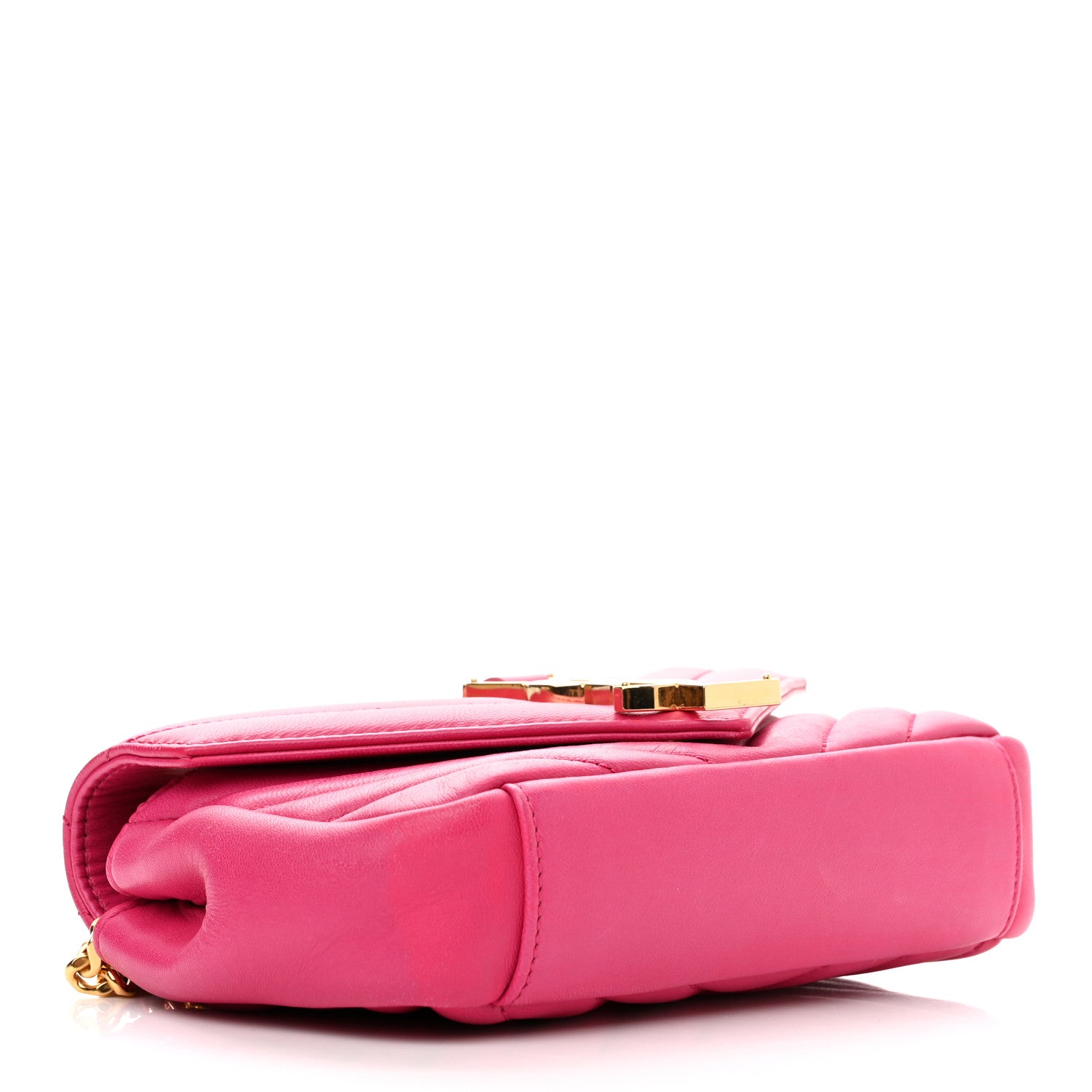Saint Laurent Calfskin Matelasse Chevron Classic Monogram Baby Chain Bag Fuchsia 3 of 12
