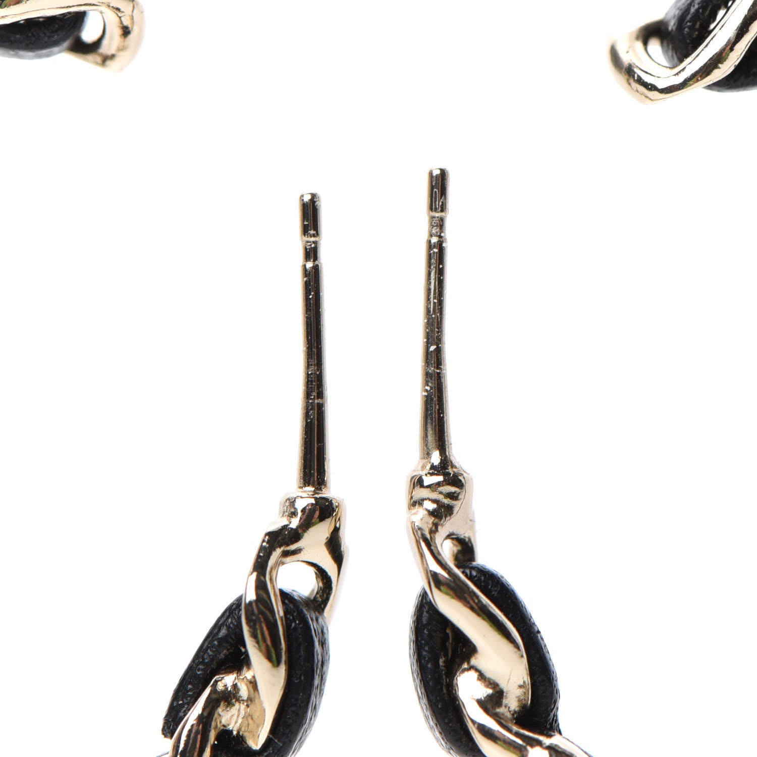 Chanel Lambskin CC Turnlock Chain Hoop Earrings Gold Black 3 of 4