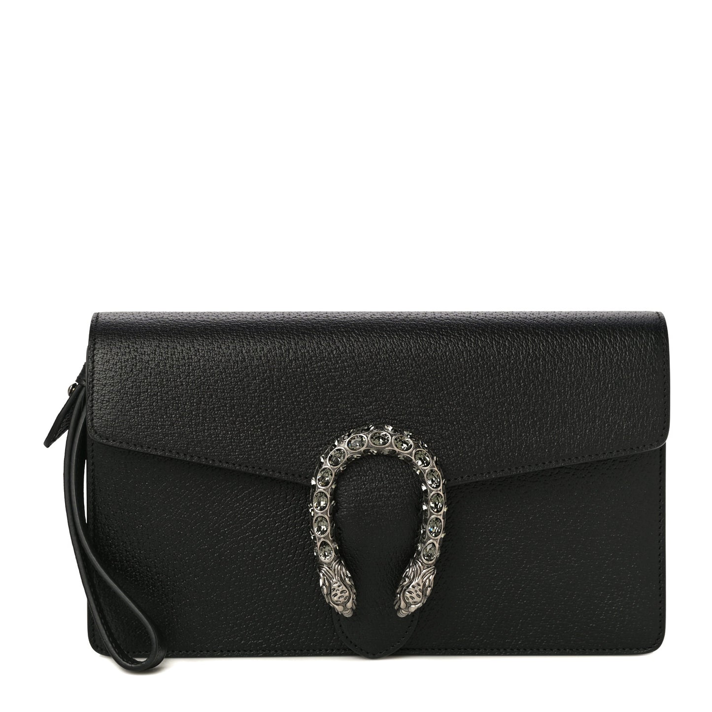 Dollar Calfskin Crystal Dionysus Clutch Wristlet Black Black Diamond