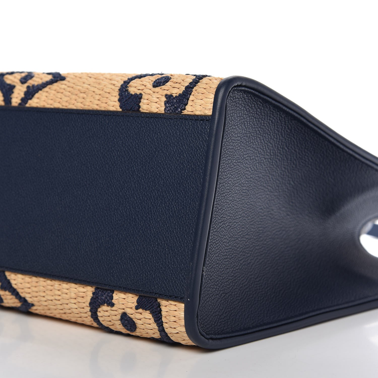 Louis Vuitton Raffia Calfskin Monogram Giant Onthego MM Blue 7 of 10