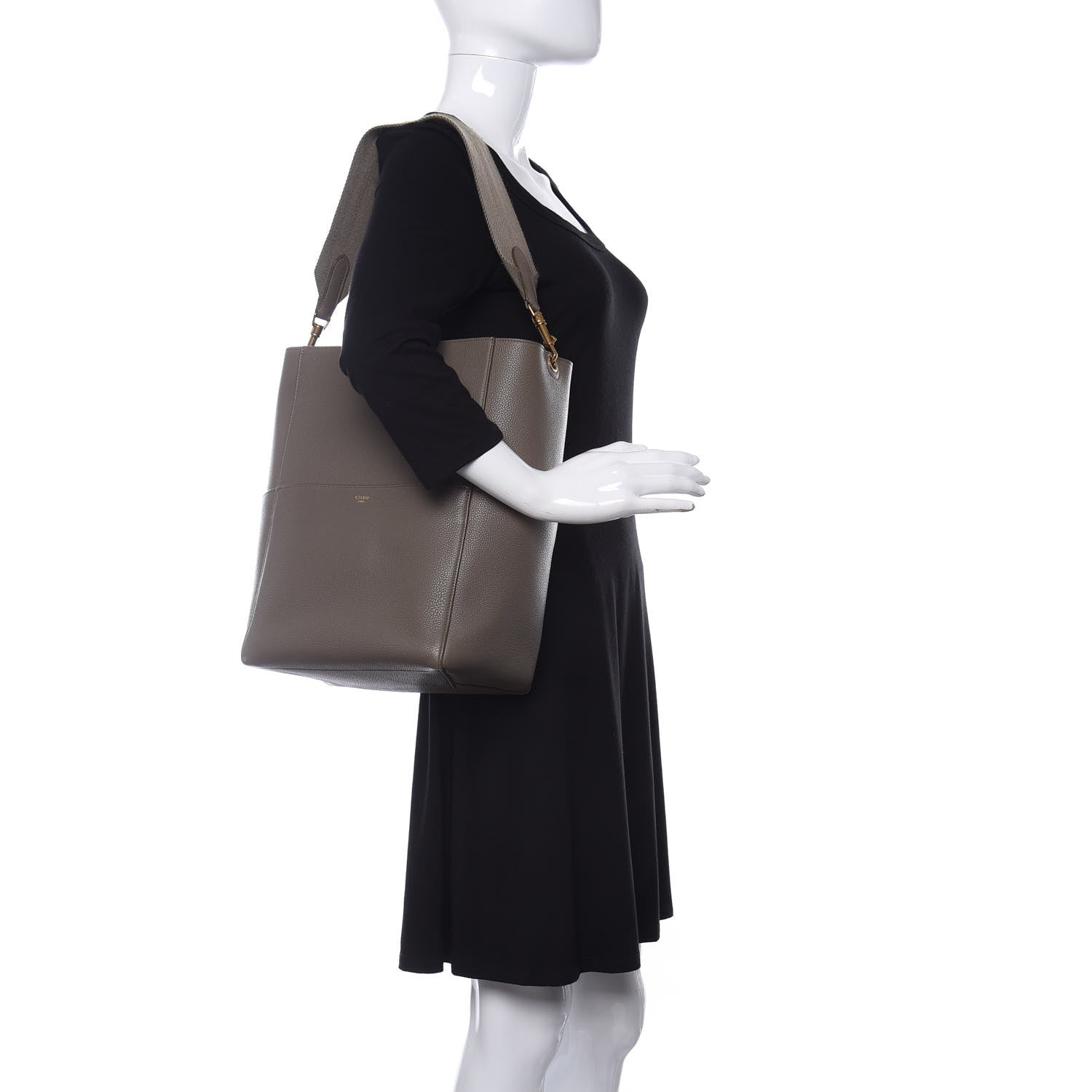 Celine Soft Grained Calfskin Sangle Bucket Bag Taupe 2 of 8