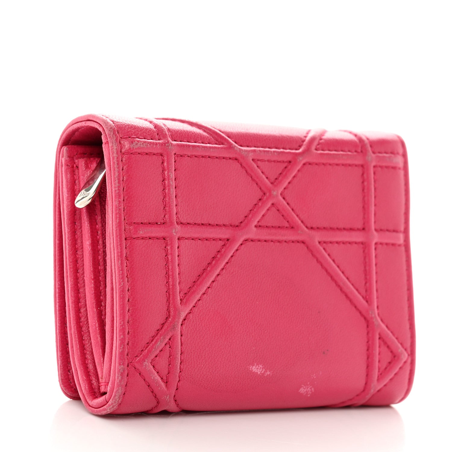 Christian Dior Calfskin Cannage Diorama Nomadene Wallet Fuchsia 3 of 18
