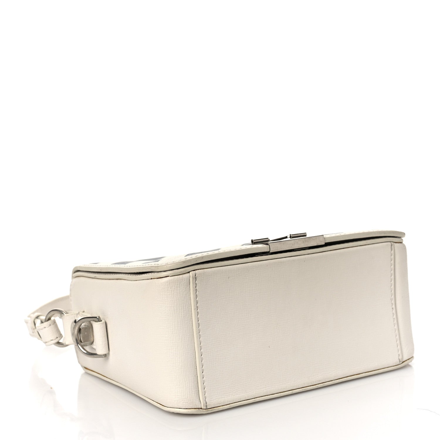 Off-White Saffiano Striped Mini Diag Binder Clip Bag White Black 3 of 11